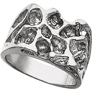 14k Yellow Gold Men's Solid Nugget Ring, Size 11