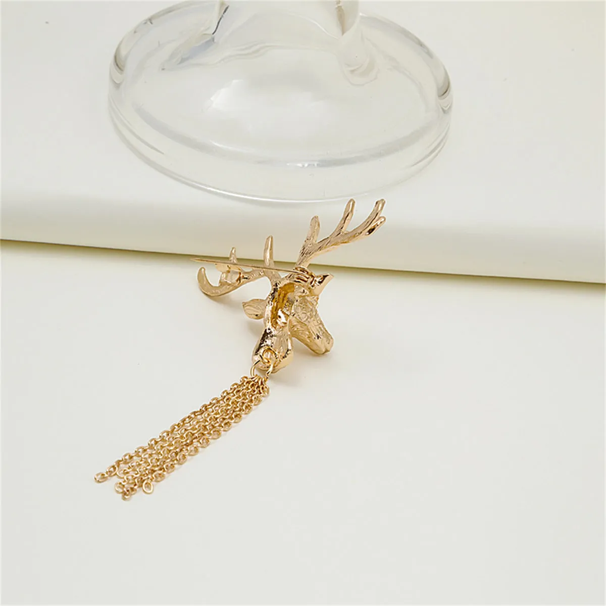 18K Gold-Plated Reindeer Tassel Brooch
