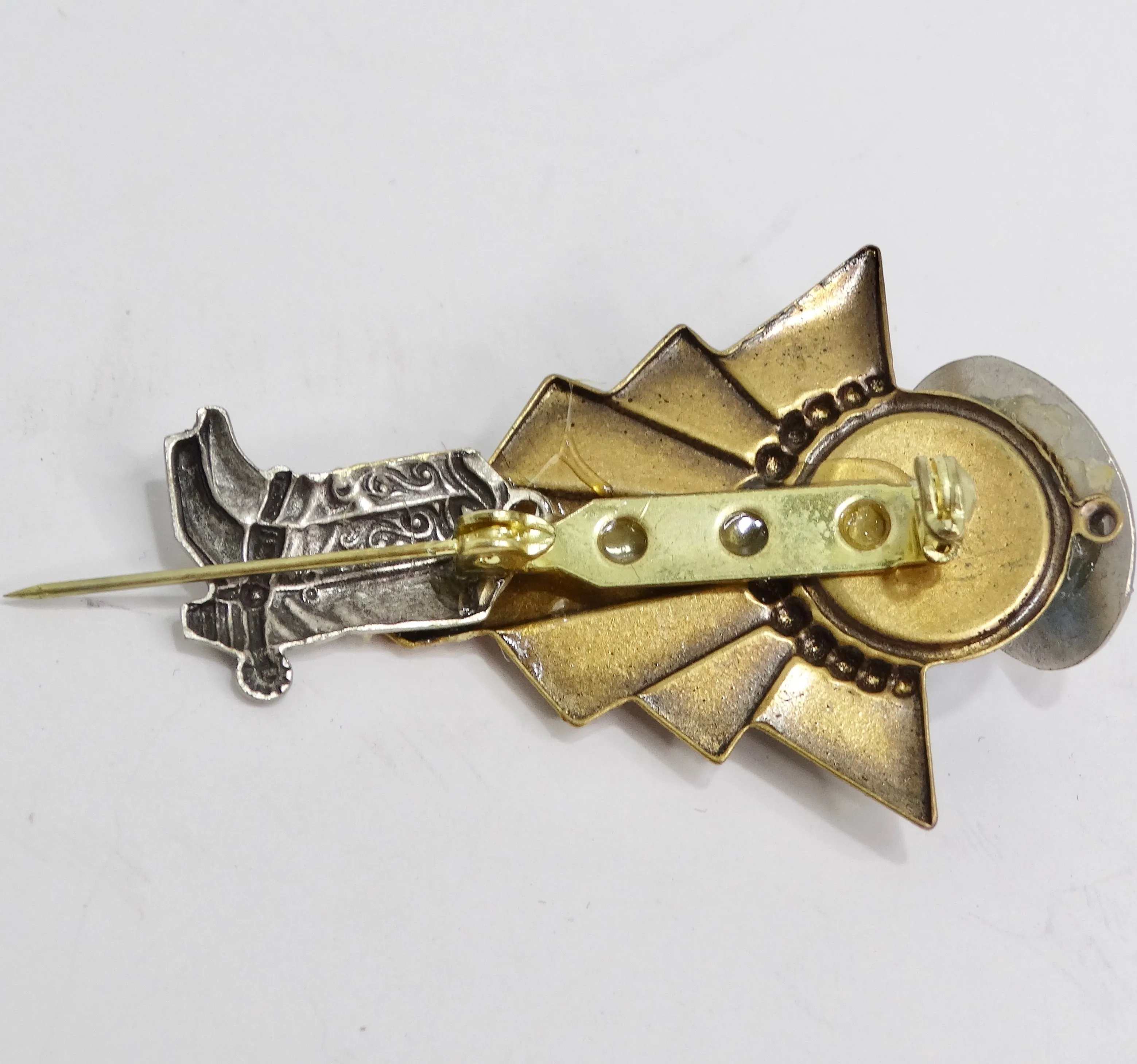 1960s Turquoise Bronze Cowboy Brooch
