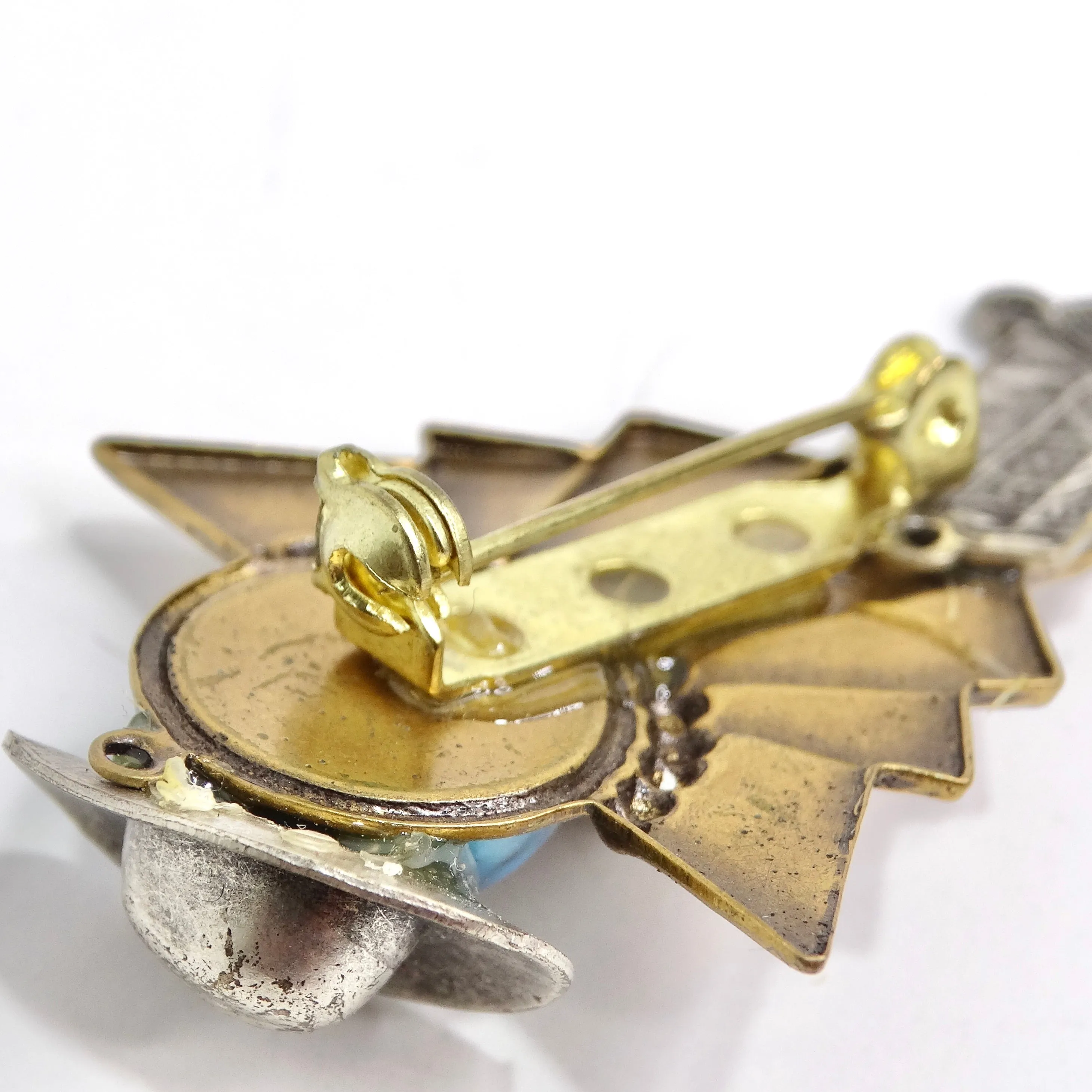1960s Turquoise Bronze Cowboy Brooch
