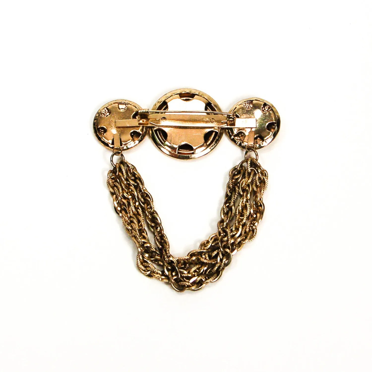 1980's French Coins with Chains Brooch