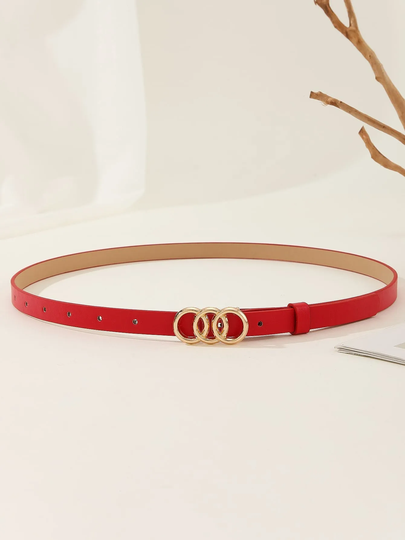 1pc Circles Shaped Buckle Belt - Red