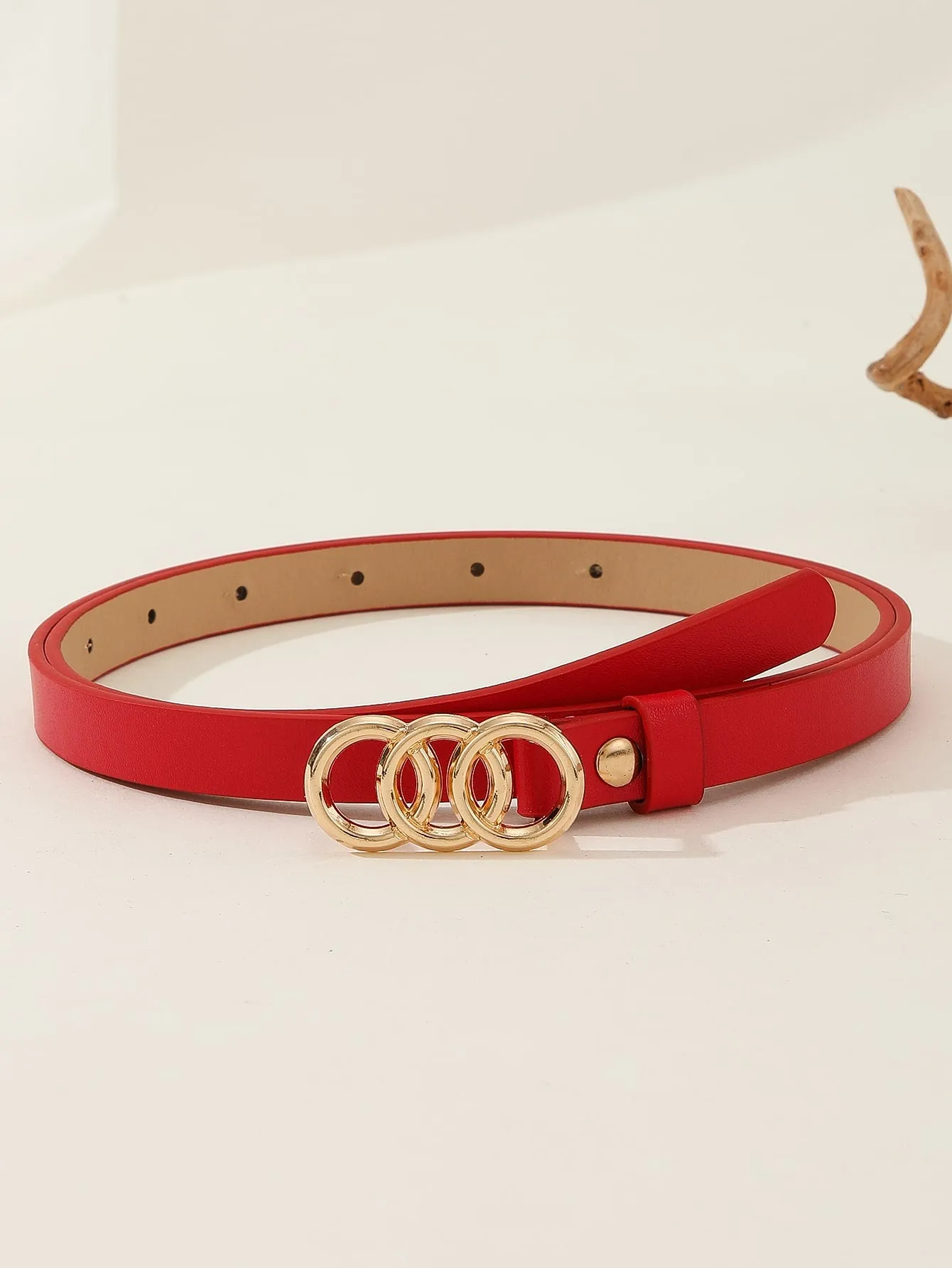 1pc Circles Shaped Buckle Belt - Red