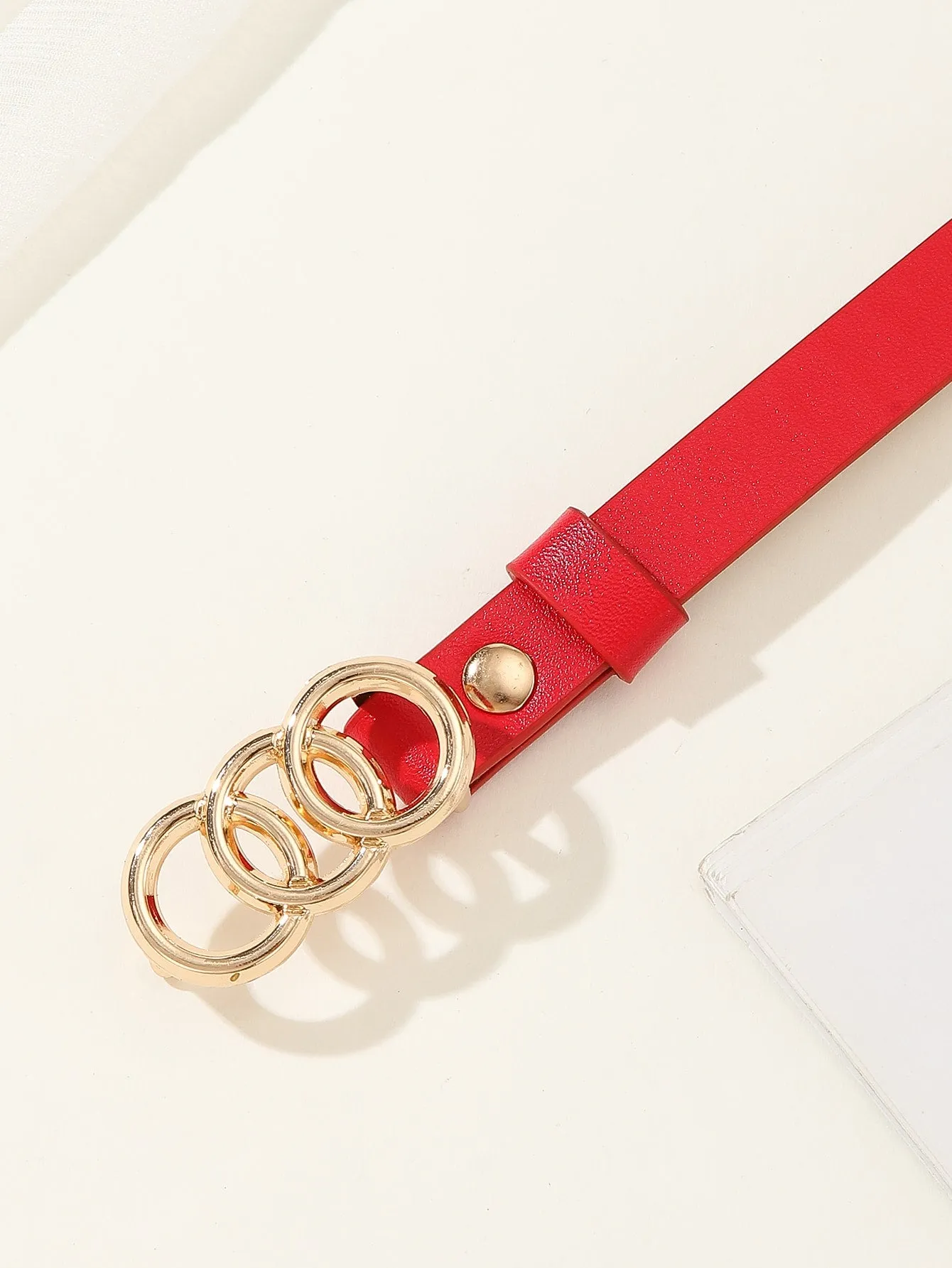 1pc Circles Shaped Buckle Belt - Red