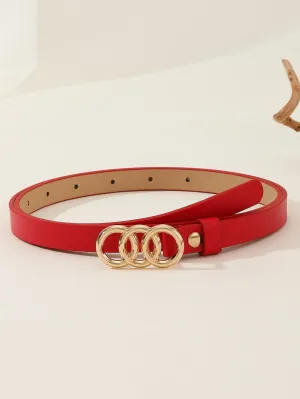 1pc Circles Shaped Buckle Belt - Red