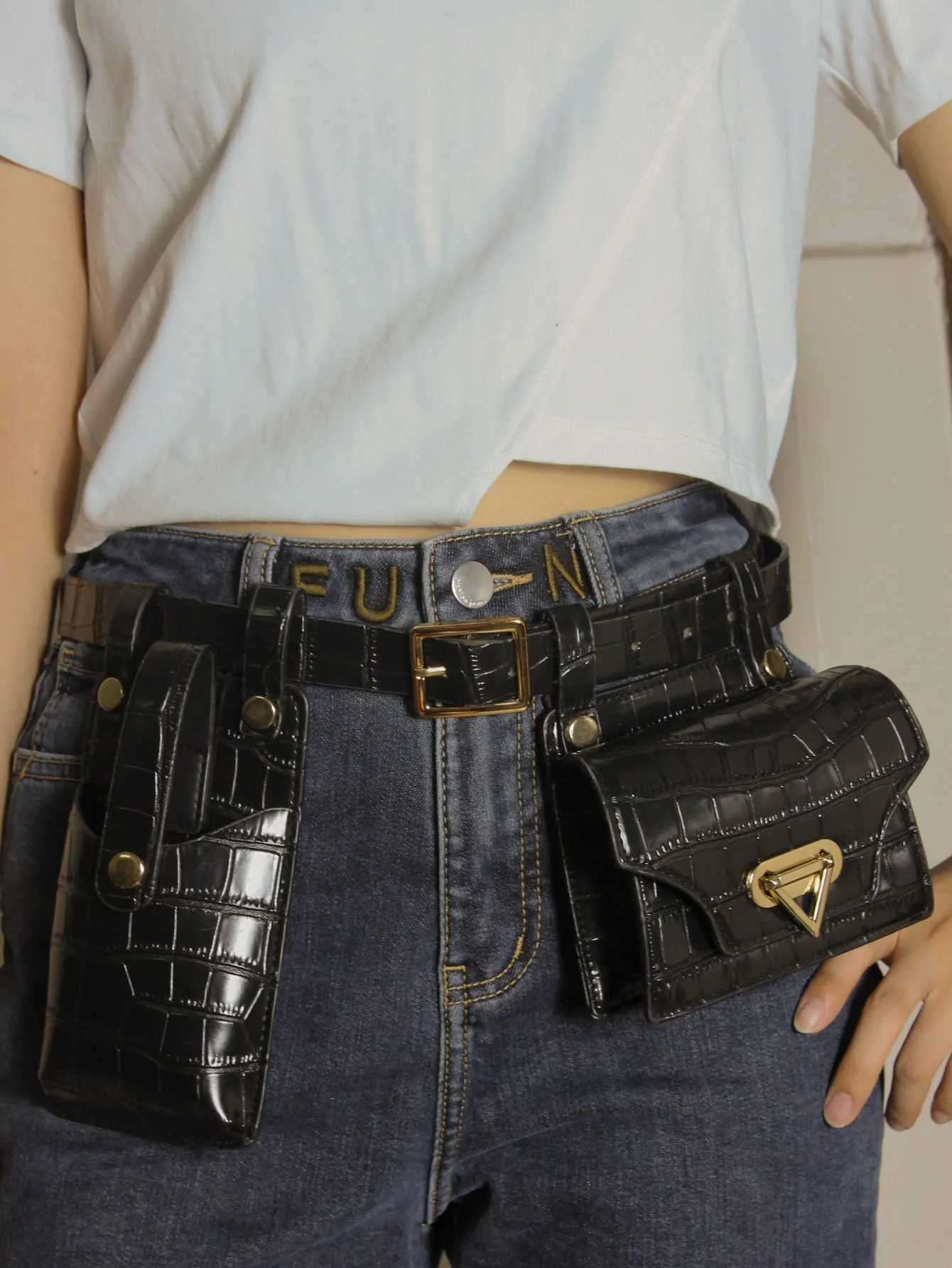1pc Waist Bag Belt - Black- FD ⚡