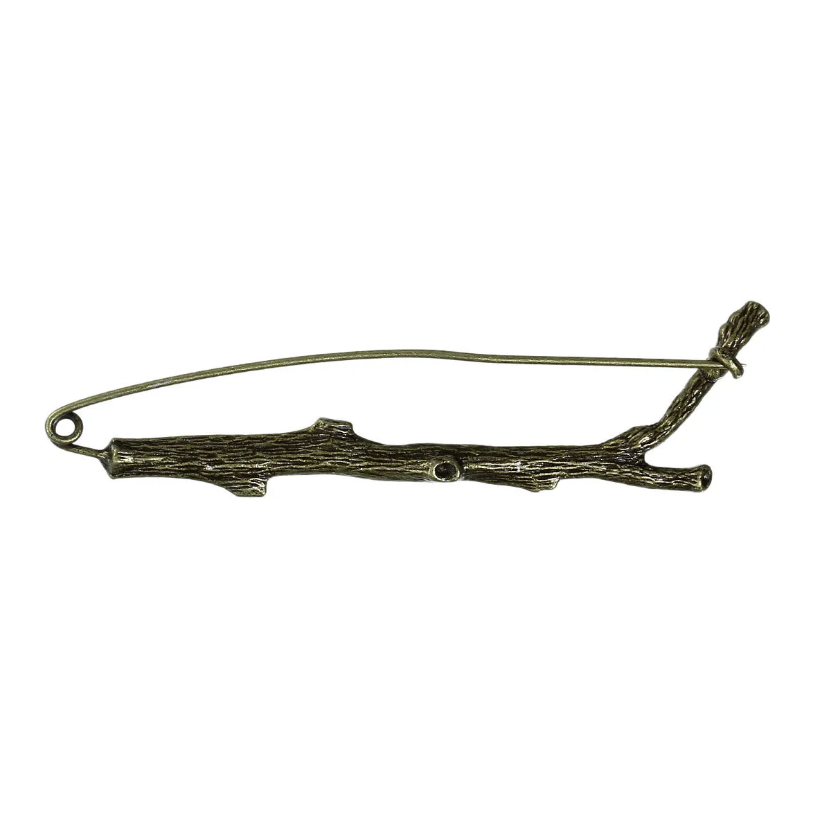 2 Pcs Iron Based Alloy Safety Pin Brooches Branch Antique Bronze