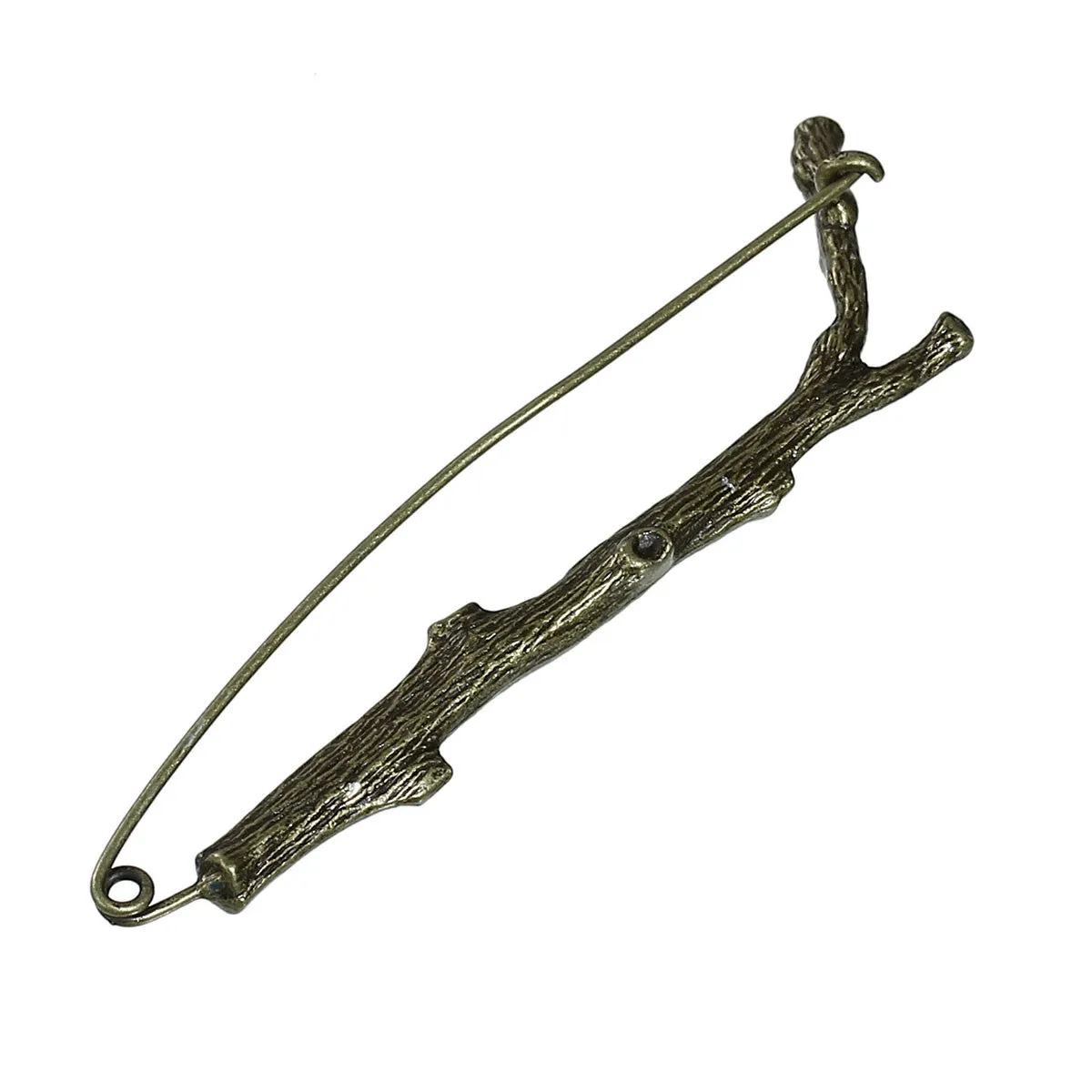 2 Pcs Iron Based Alloy Safety Pin Brooches Branch Antique Bronze