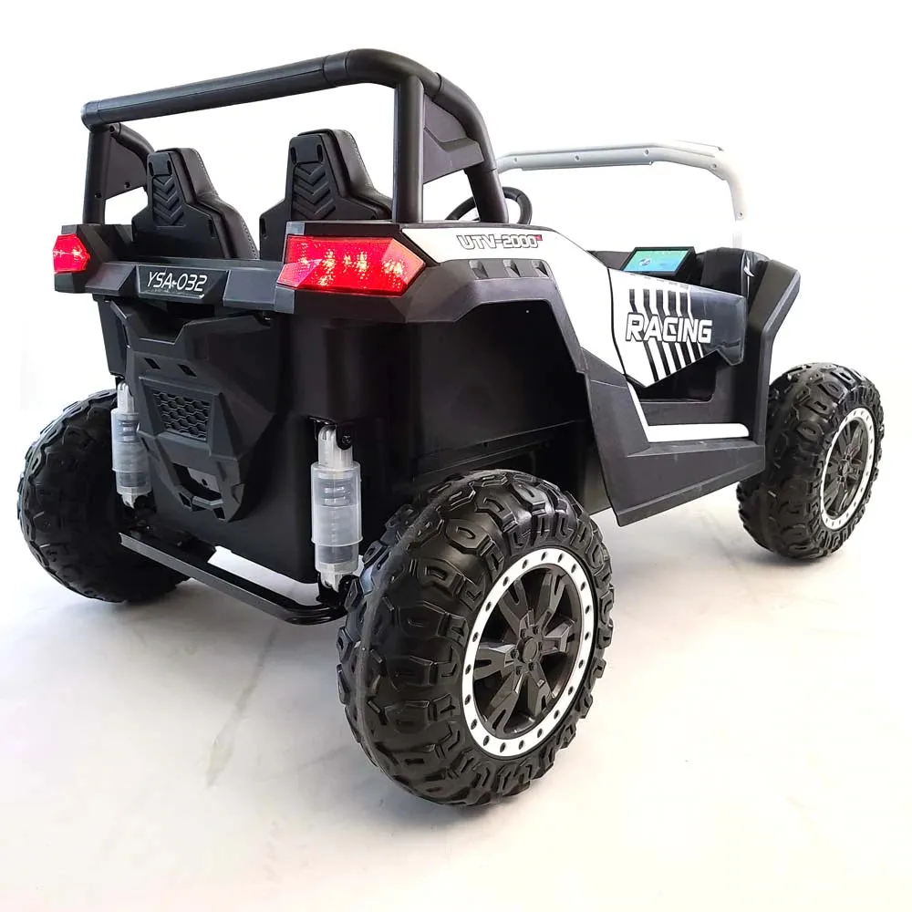 2025 Upgraded 180 Watts BrushLess Motor White Xxl UTV 2 Seater Dune Buggy Rubber Tires | Leather Seats | MP3 | Up To 16 KPH
