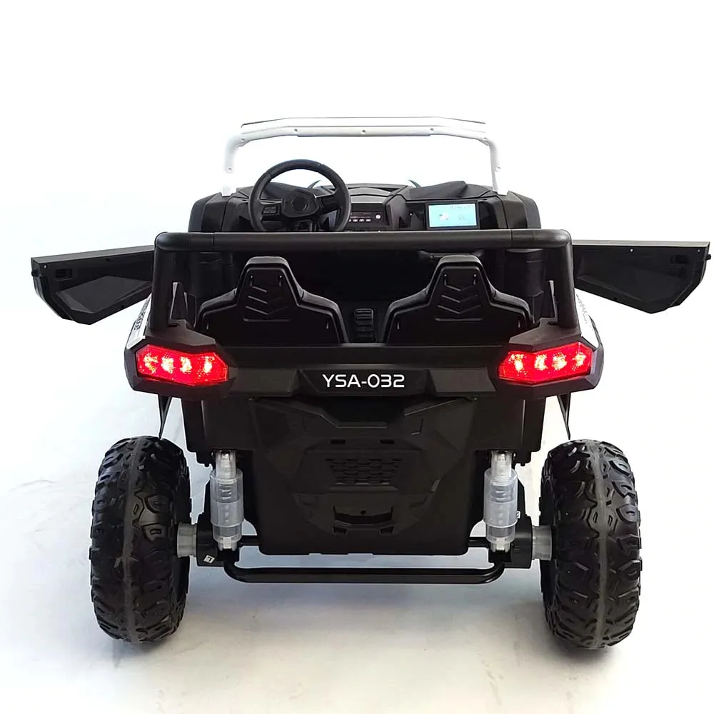 2025 Upgraded 180 Watts BrushLess Motor White Xxl UTV 2 Seater Dune Buggy Rubber Tires | Leather Seats | MP3 | Up To 16 KPH