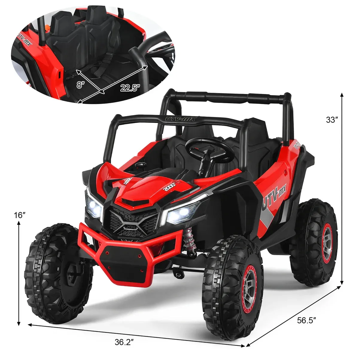 2025 XMX603 Utv 2 Seater Ride-On | MP3 | Upgraded 24V Leather Seats | 4x4 | Rubber Tires | Remote