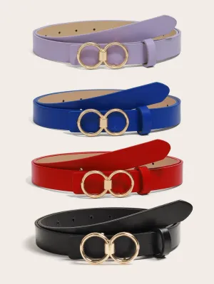4pcs Round Buckle Belt