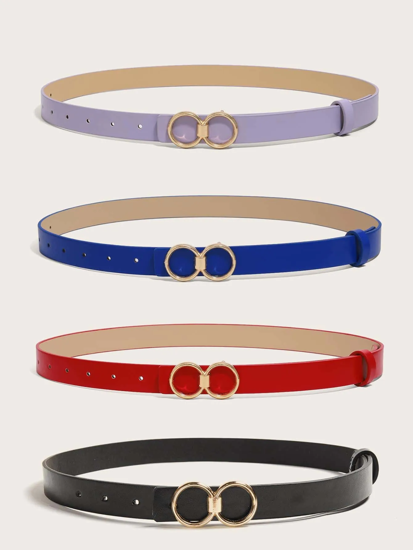 4pcs Round Buckle Belt