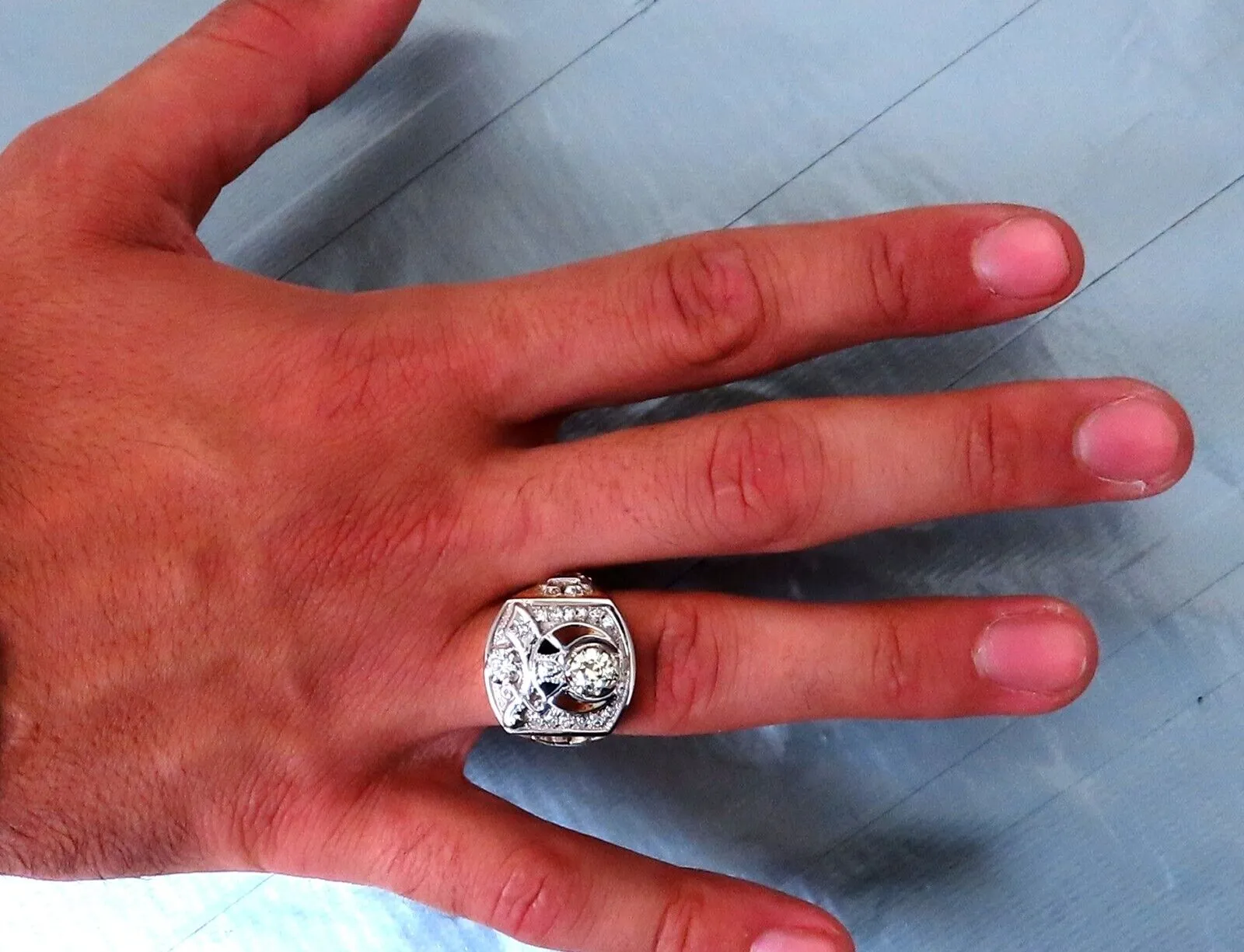 .55ct. mens natural round diamond ring 14kt gold Gothic