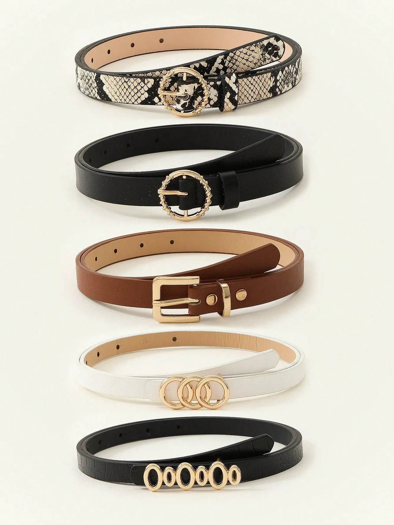 5pcs/set Snake Pattern Waist Belt