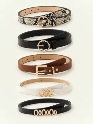 5pcs/set Snake Pattern Waist Belt