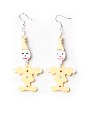 80's Retro Clown Earrings - Lemon