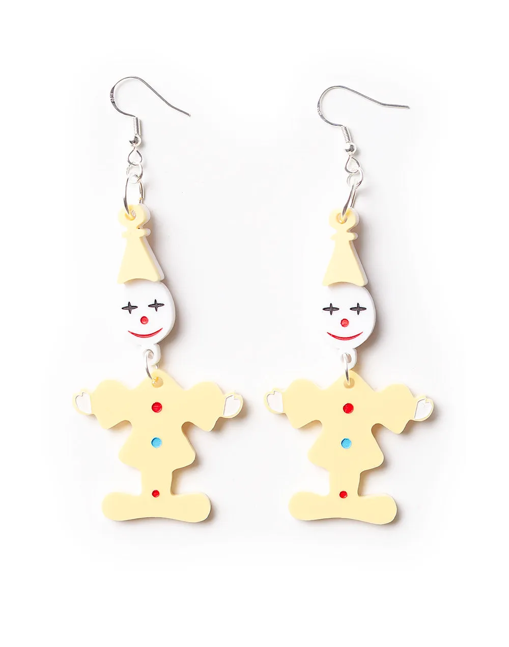 80's Retro Clown Earrings - Lemon