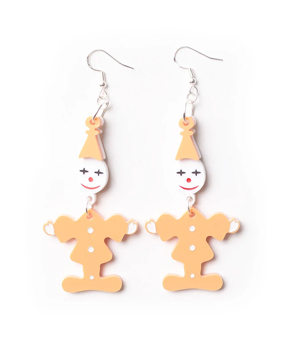 80's Retro Clown Earrings - Peach