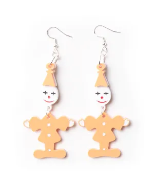80's Retro Clown Earrings - Peach
