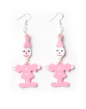 80's Retro Clown Earrings - Pink