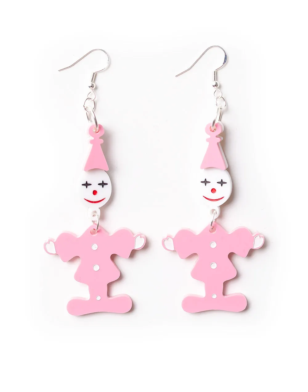 80's Retro Clown Earrings - Pink