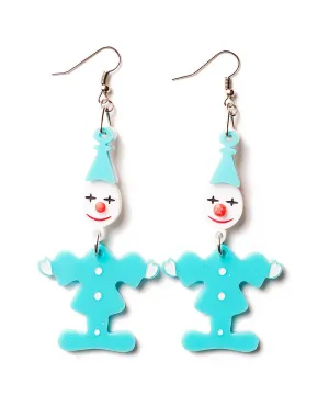 80's Retro Clown Earrings - Turquoise