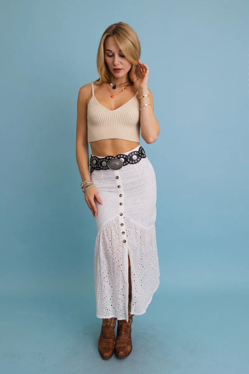 90s Style Boho Eyelet Oval Disc Belt - 2 colors