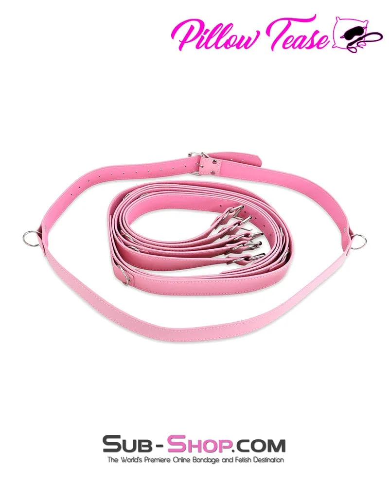 9985DL      Set of 6 Buckling Bondage Belts with D-Rings, Princess Pink