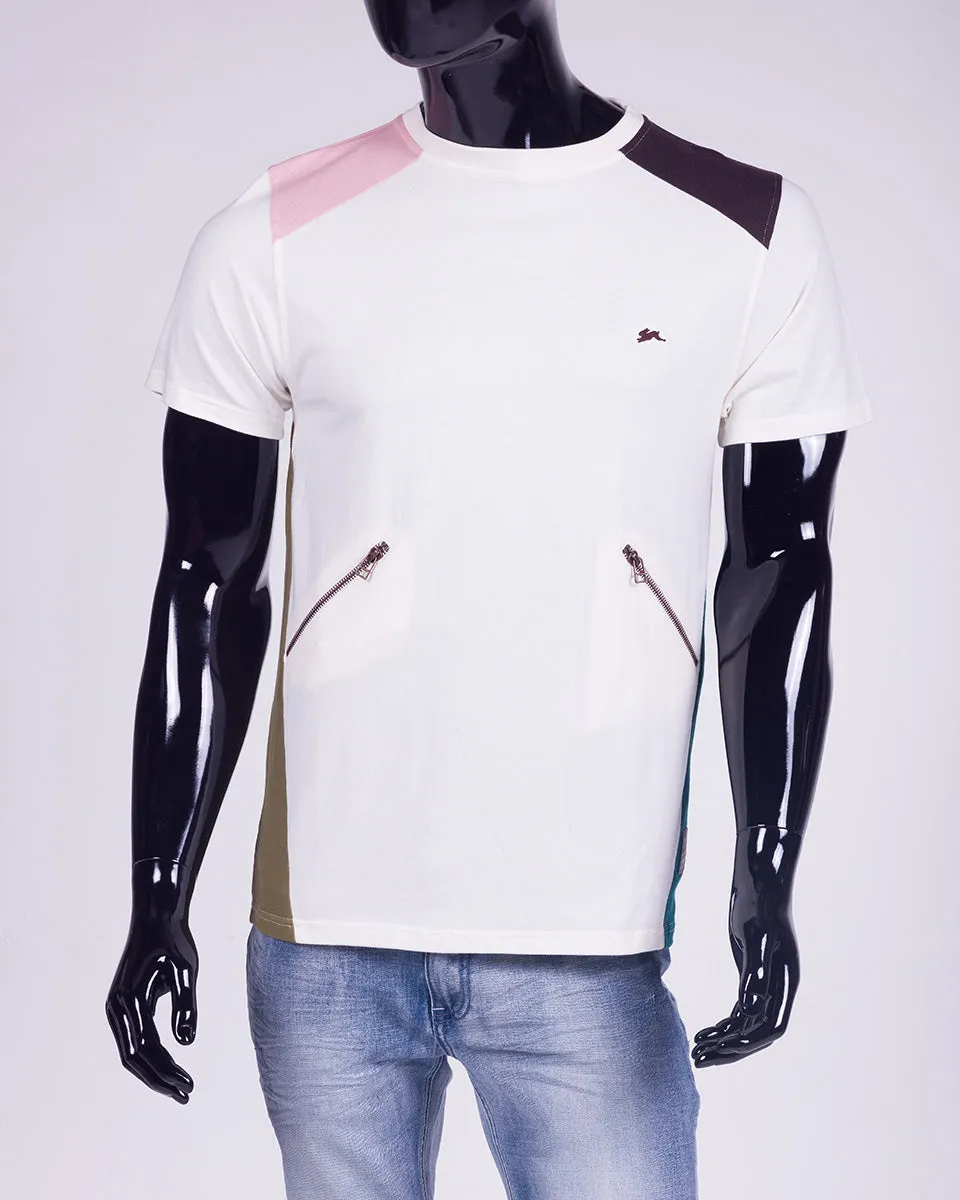 A Tiziano Manny | Men's Short Sleeve Jersey Color Blocked Crew (CREME)