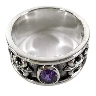 Amethyst Sterling Silver Men's Band Ring