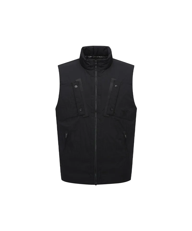ANEW Golf Men Diagonal Incision Point Down Vest - Black