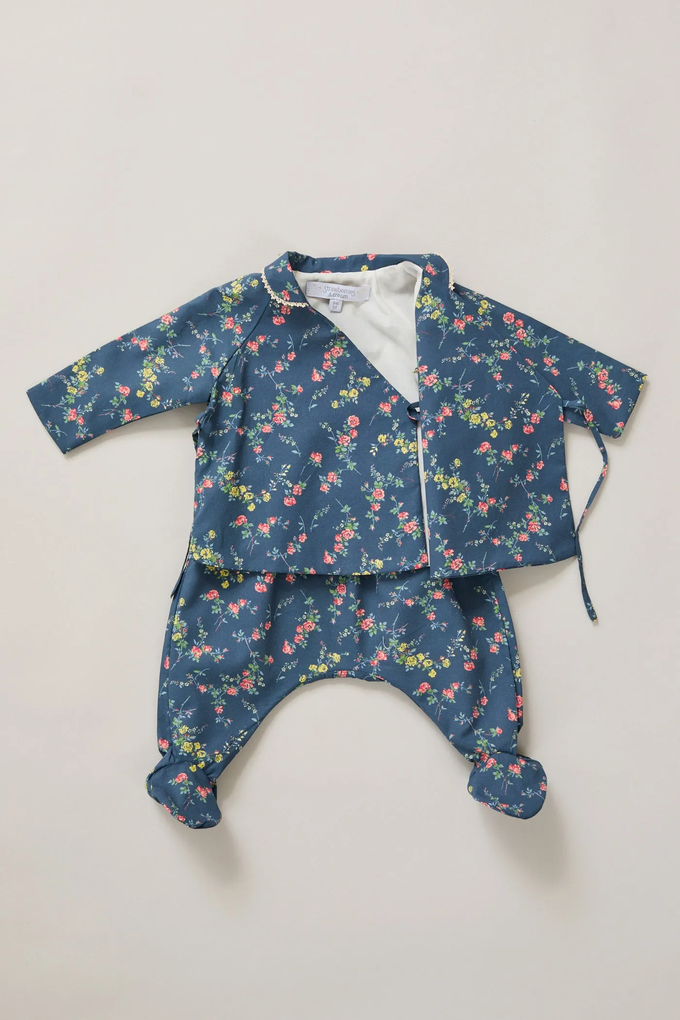 Baby Kimono Set Blue Rose Garden