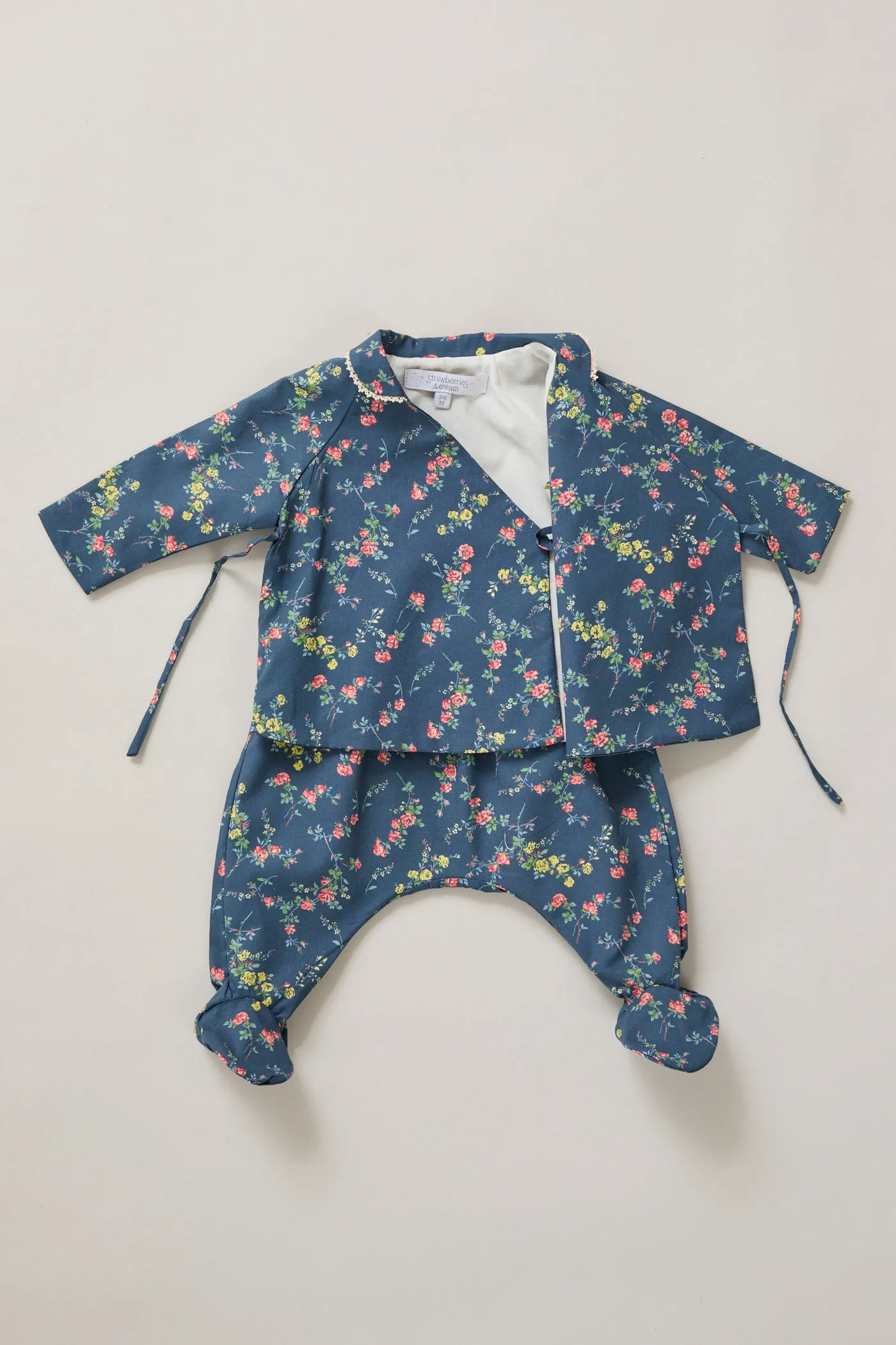 Baby Kimono Set Blue Rose Garden