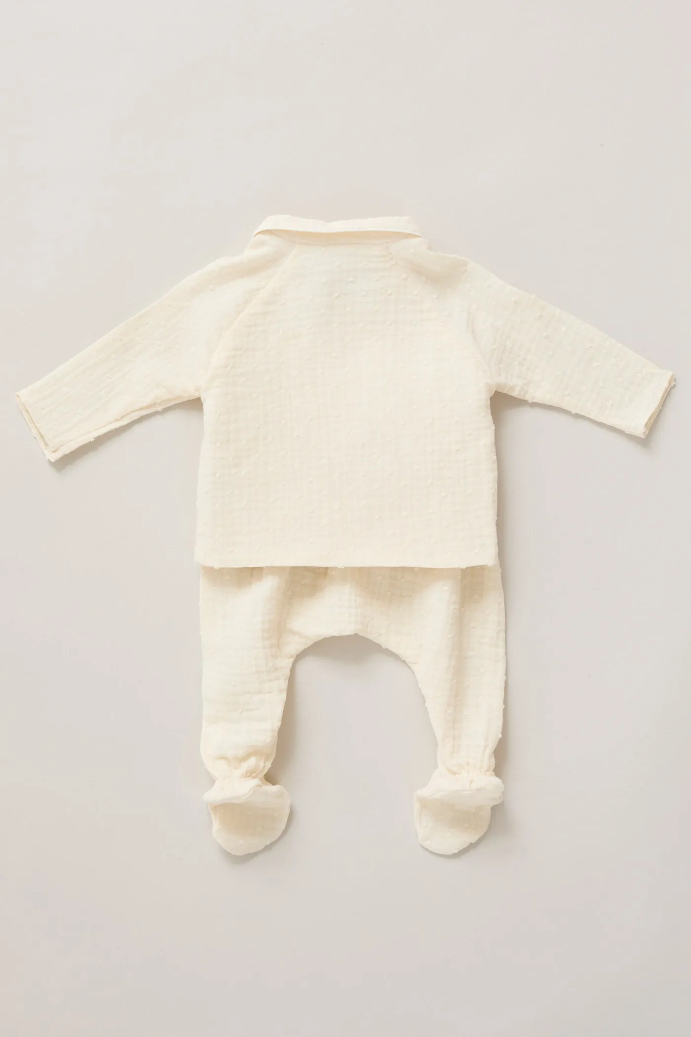 Baby Kimono Set in Cream Bubble
