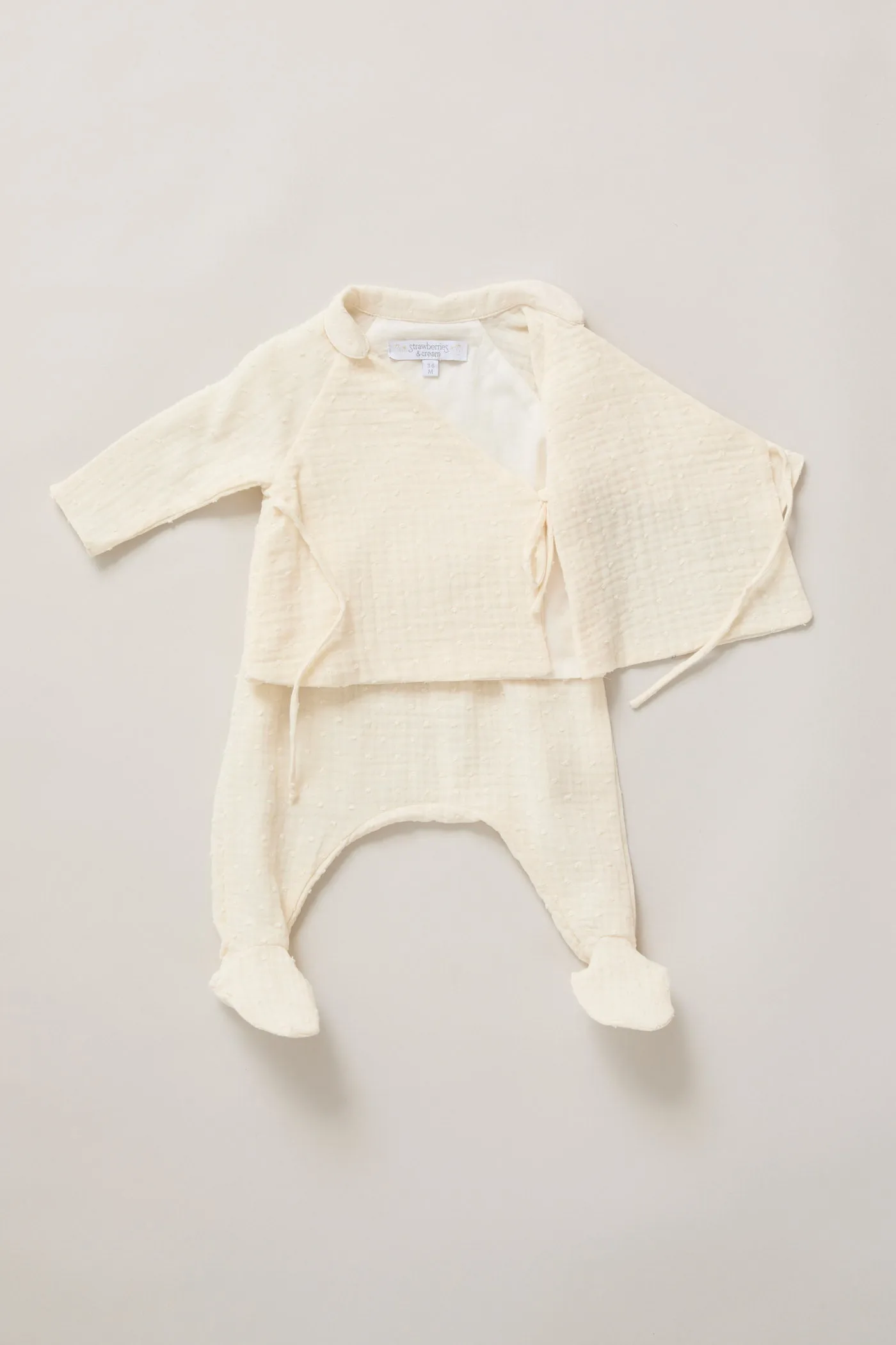 Baby Kimono Set in Cream Bubble