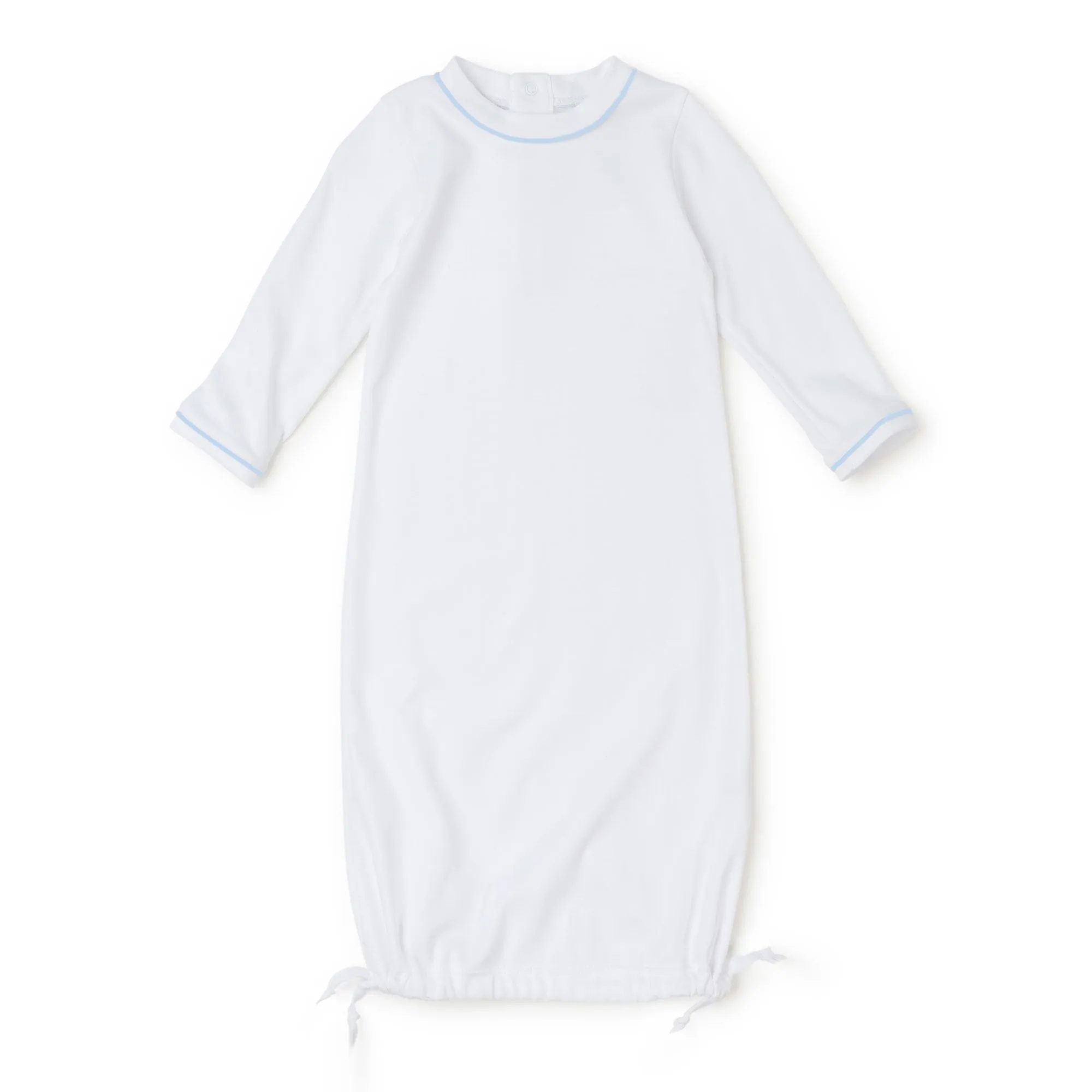 Baby Shop: George Pima Cotton Daygown with Monogram - White with Light Blue Piping