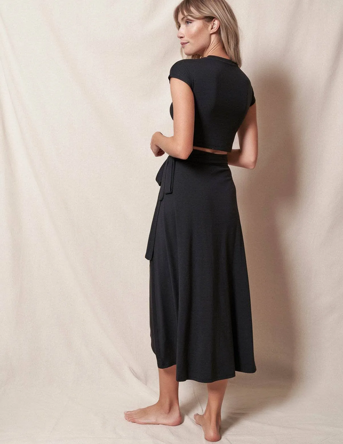 Bamboo / Organic Cotton Wrap Skirt - Black