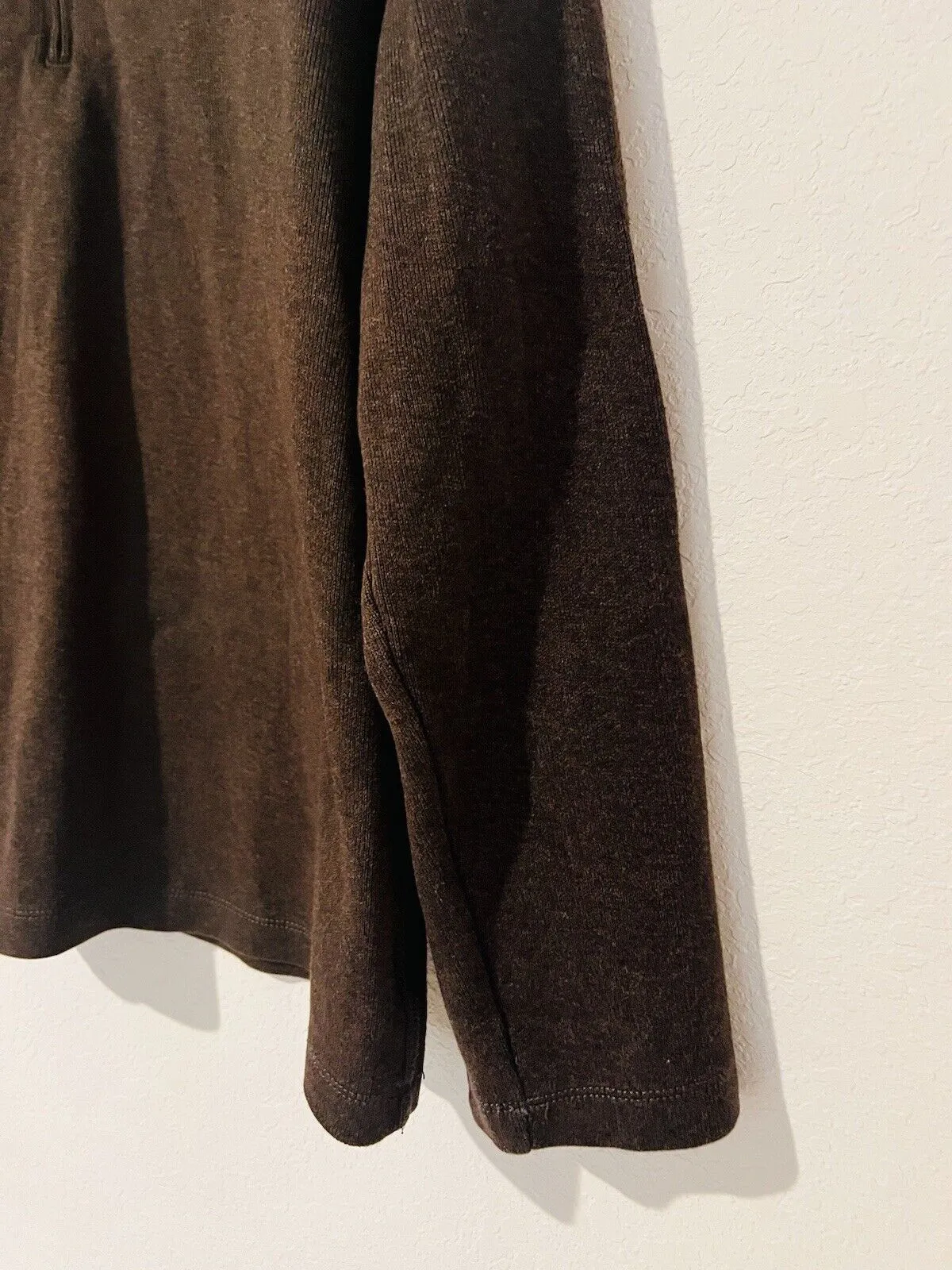 BANANA REPUBLIC Mens 100% Cotton Sweater Sz L 1/4 Zip Pullover Long Sleeve Brown