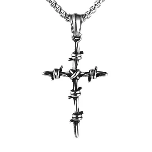 Barbed Wire Cross-316 Stainless Steel Chain