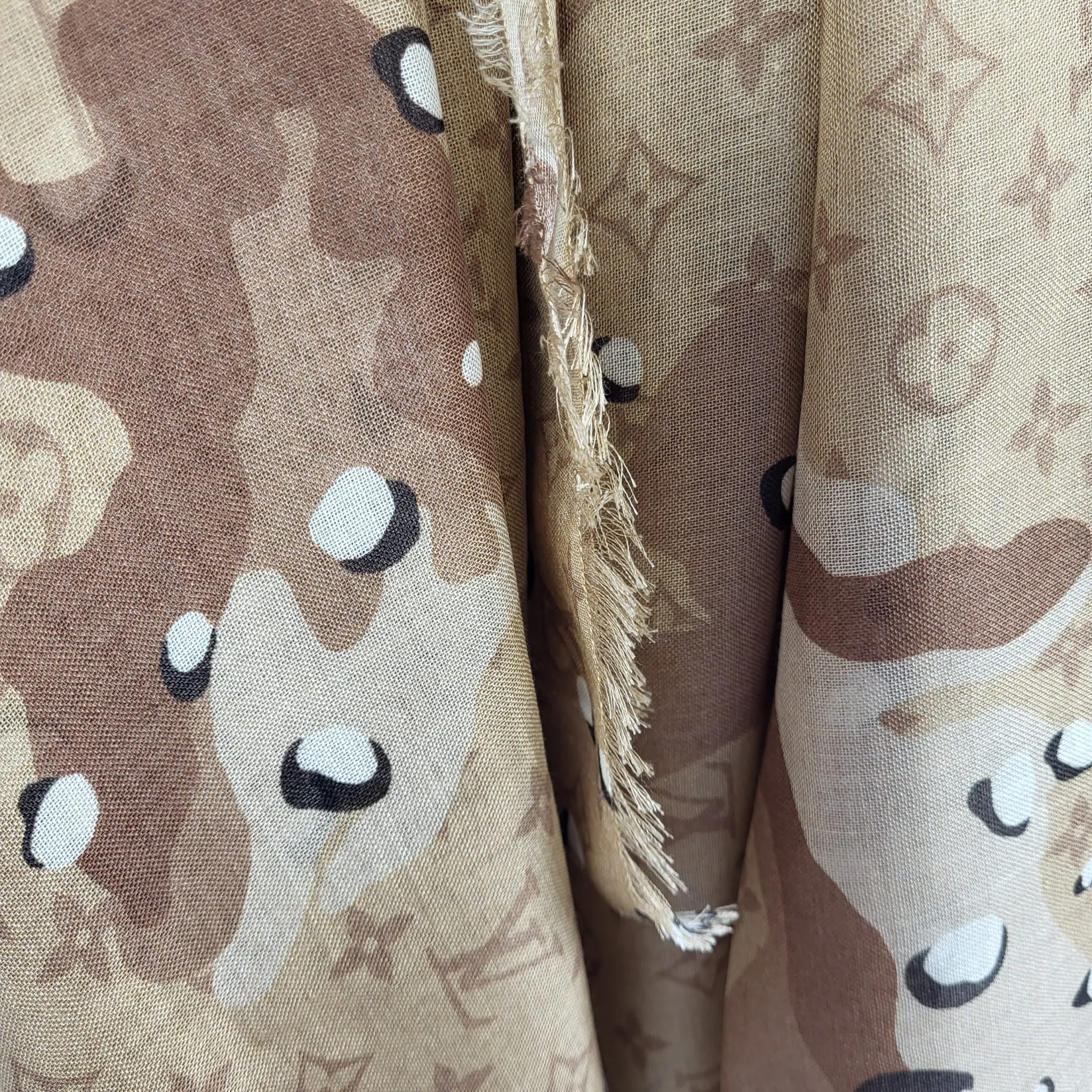 Beige Monogram Camouflage Shawl Scarf