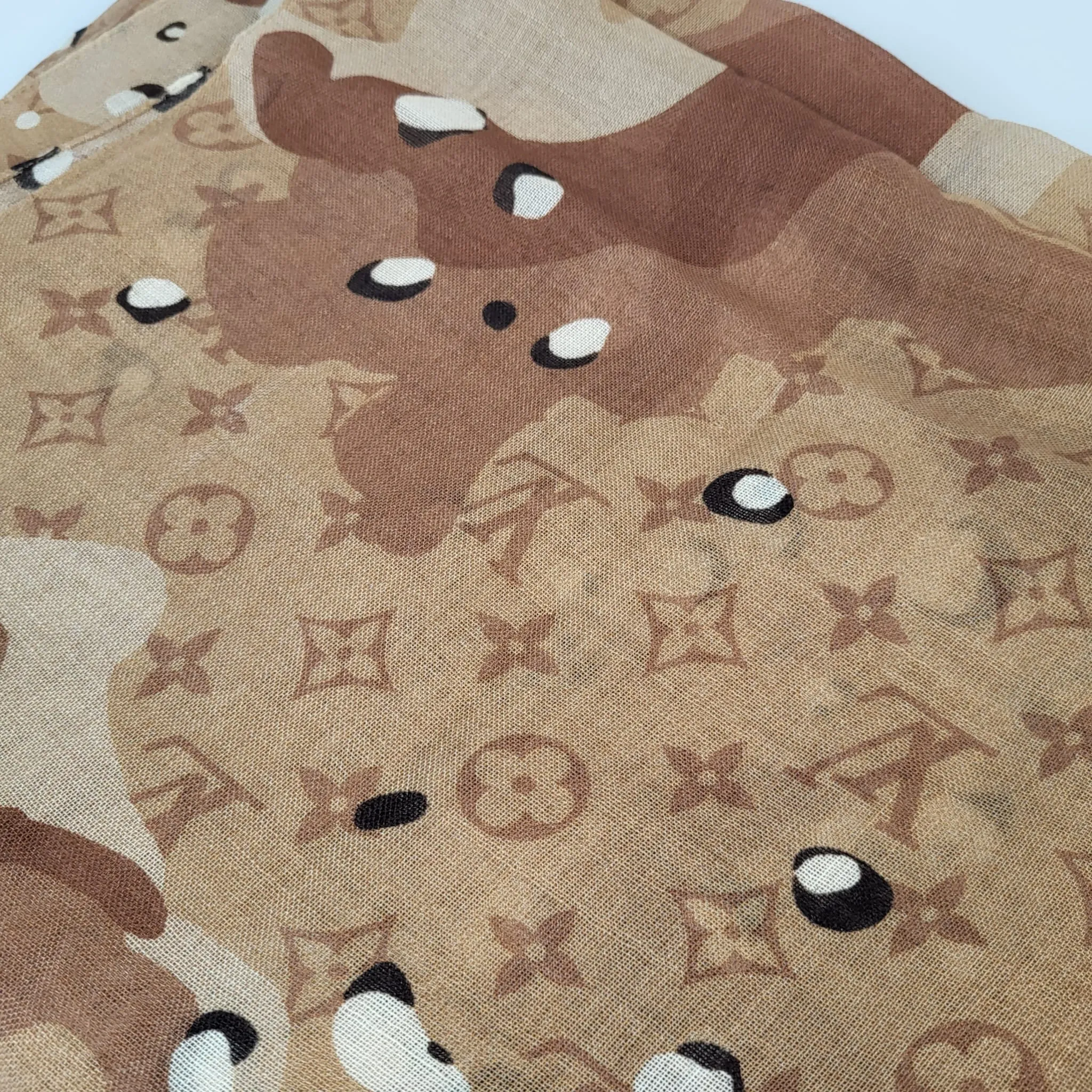 Beige Monogram Camouflage Shawl Scarf