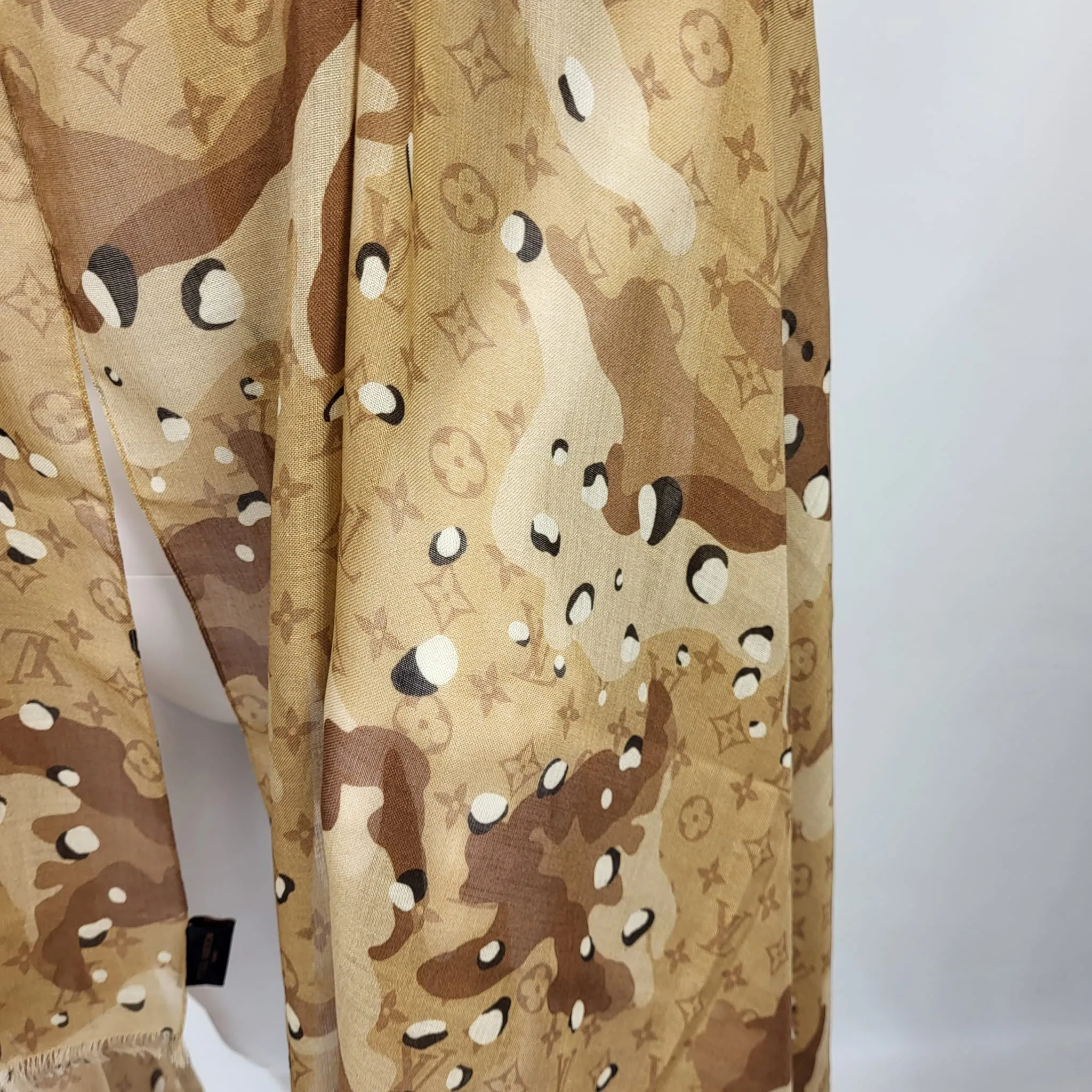 Beige Monogram Camouflage Shawl Scarf