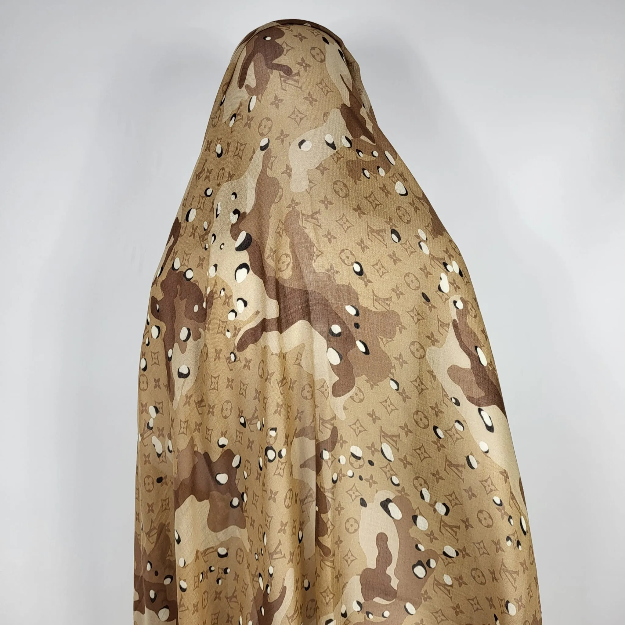 Beige Monogram Camouflage Shawl Scarf
