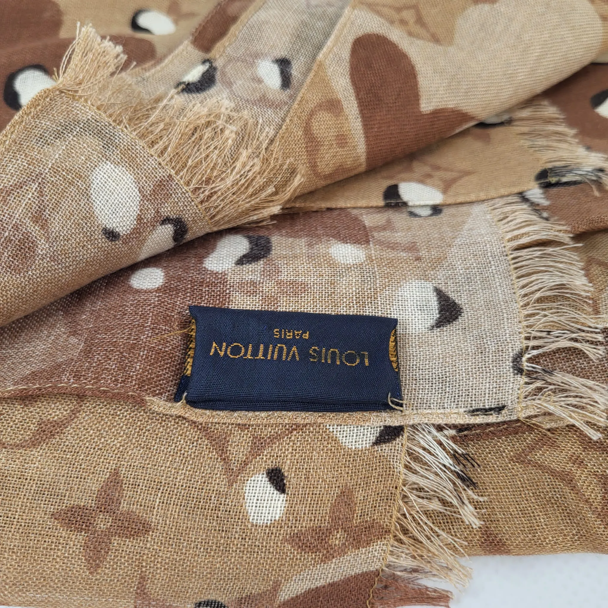 Beige Monogram Camouflage Shawl Scarf