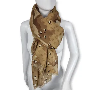 Beige Monogram Camouflage Shawl Scarf