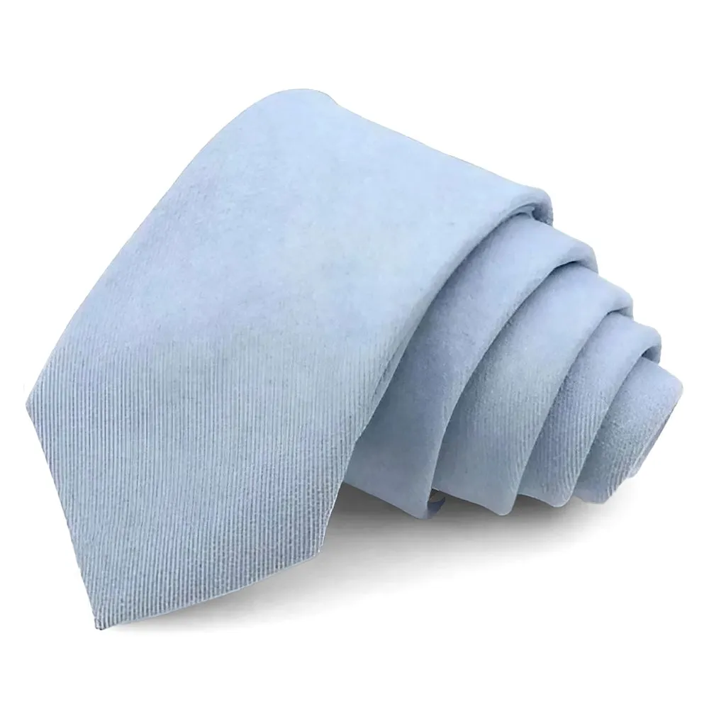 Benedict Soft Blue Cotton Blend Tie and Pocket Square Set