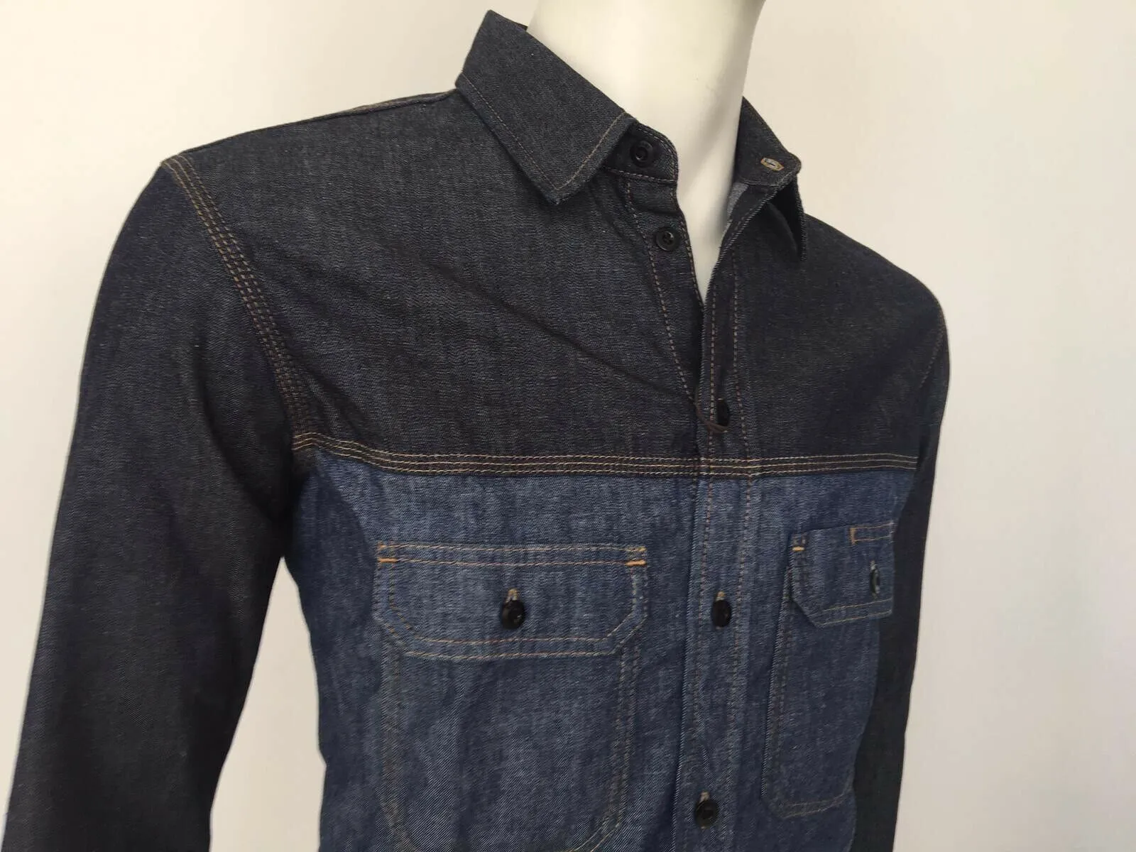 Bi-Material Denim Shirt