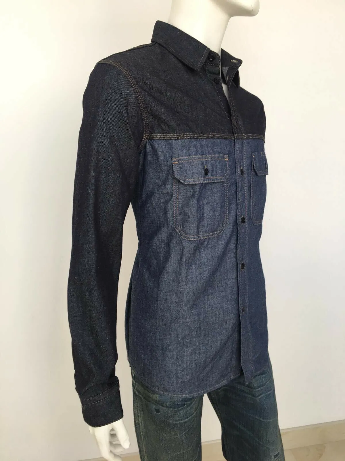 Bi-Material Denim Shirt