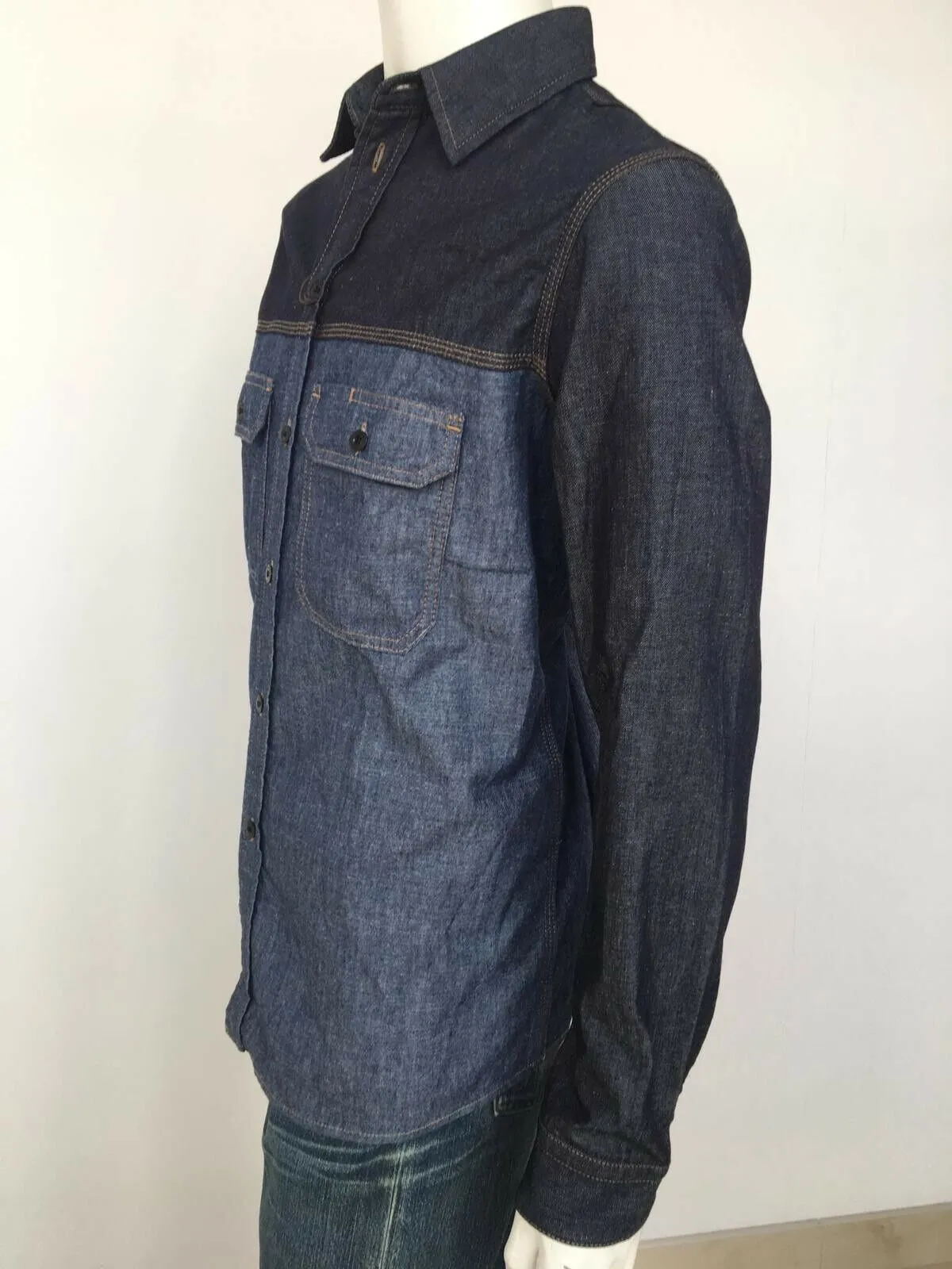 Bi-Material Denim Shirt